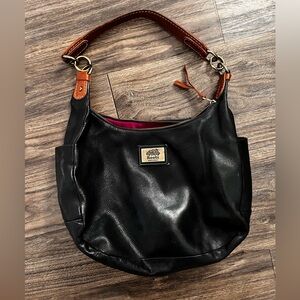 Black Leather Roots Purse
